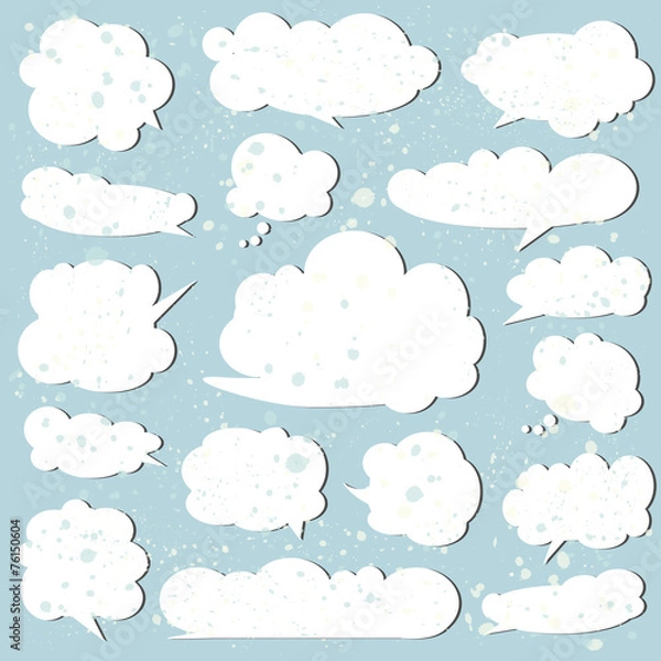 Fototapeta Set of white talking bubbles. Cloud bubbles.