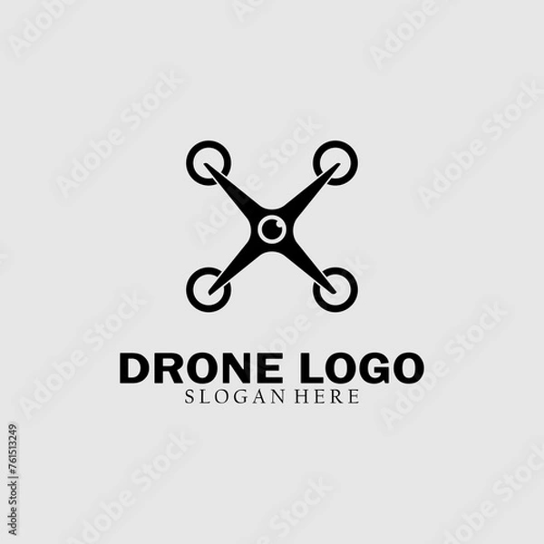 Fototapeta Quadcopter drone logo template. Drone vector illustration.