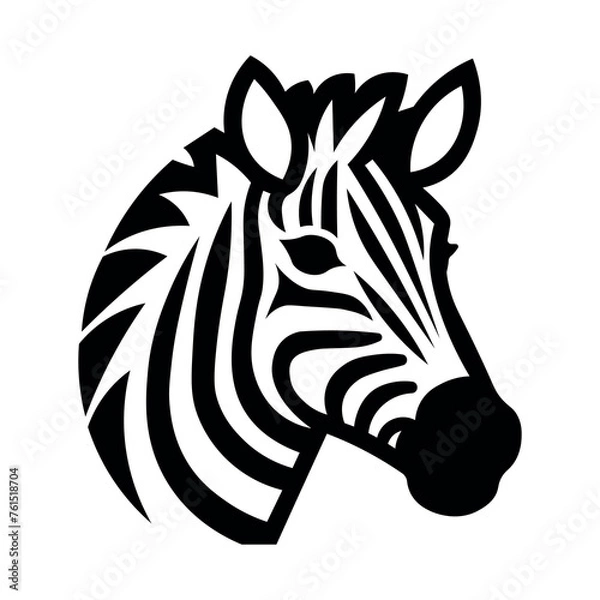 Obraz black vector zebra head icon on white background