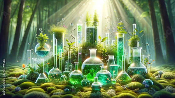 Fototapeta Biotech Growth Lab - Vivid Botanical Science Digital Art for Modern Research Themes

