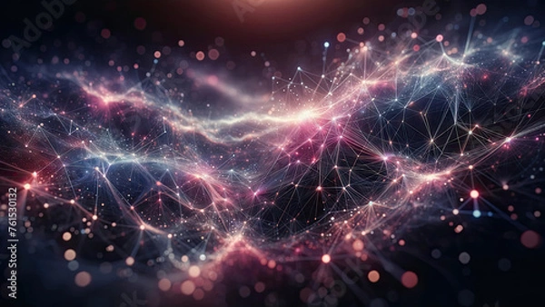 Fototapeta Cosmic Network Connections - Abstract Digital Universe Background for Tech and Science