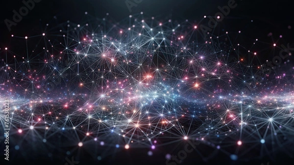 Fototapeta Cosmic Network Connections - Abstract Digital Universe Background for Tech and Science