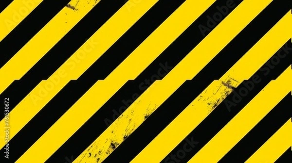 Fototapeta A background featuring black and yellow stripes with a grungy effect. The stripes are prominently displayed
