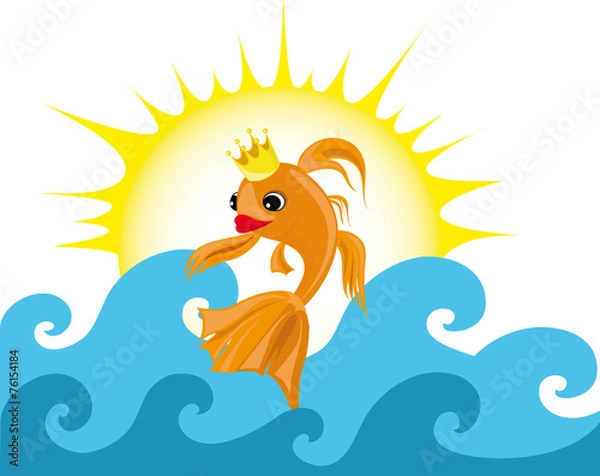 Obraz Colorful background with gold fish