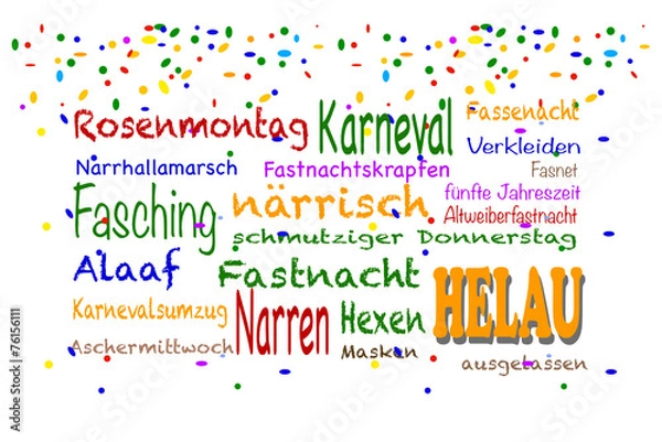 Fototapeta tag cloud Karneval mit Konfetti