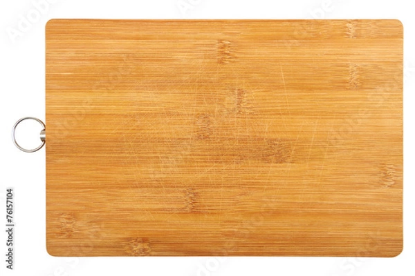 Obraz Old used cutting wooden board isolated on white background.