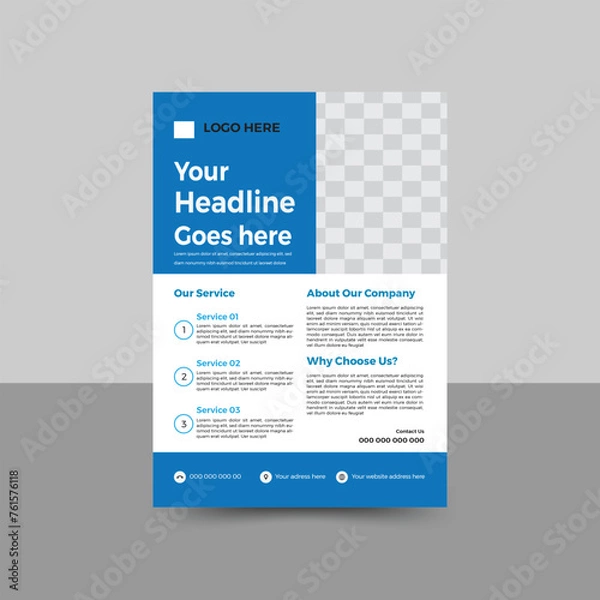 Fototapeta Corporate modern business flyer template design. abstract flyer  design, vector illustration template in A4 size.