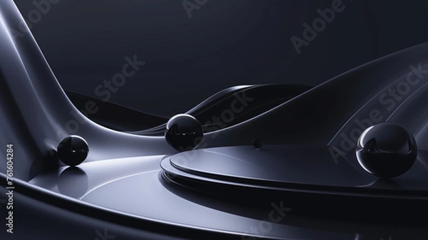 Fototapeta Futuristic space, modern sleek elements, creative background with copy space, clean 3D design,
