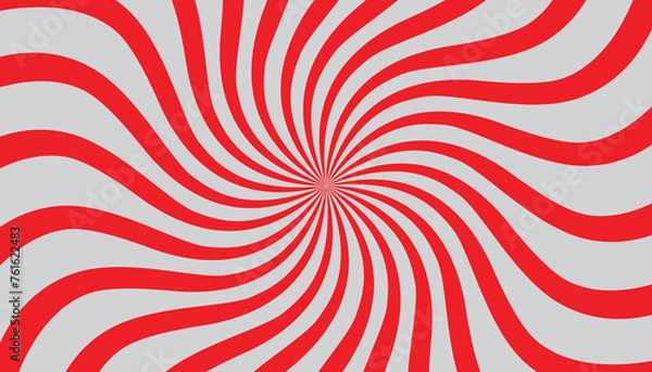 Obraz Red and grey swirl background. Vortex spiral rectangle. Rays of spiral rotation. Converging scalable stripes. Vector illustration.