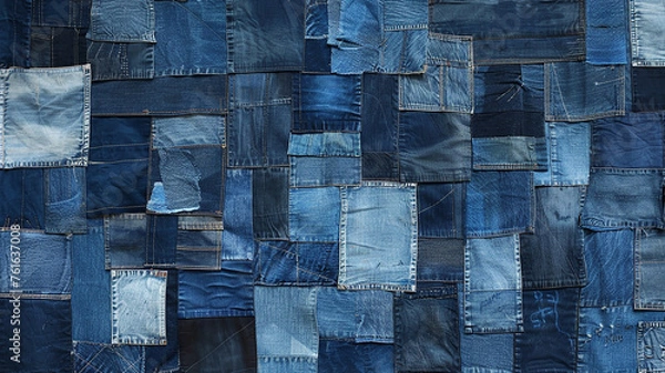 Obraz a denim patchwork square