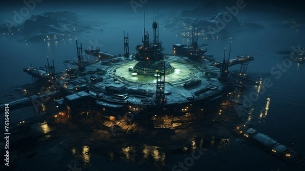 Obraz Oil Rig Night Operation