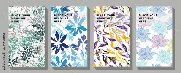 Fototapeta Fall background with plant elements. Text design.
