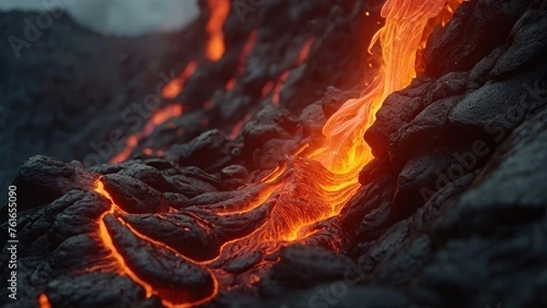 Obraz Lava flow descending from the volcano