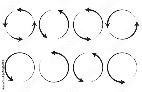 Obraz circle arrow icon set , loop icon. circular arrow icon, refresh, reload. Set of circle arrows rotating on white background. Vector illustration in eps 10.