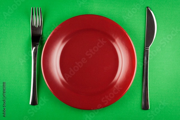 Fototapeta plate with knife and fork
