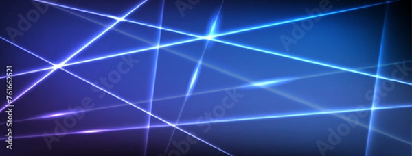 Fototapeta Vector horizontal dark background with bright neon lines.