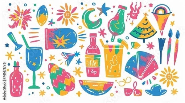 Fototapeta Colorful set of icons