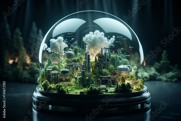 Obraz Glass Globe Encasing Cityscape