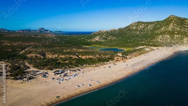 Fototapeta aerial drone of baja california cabo pulmo national park famous for dive and snorkelling 
