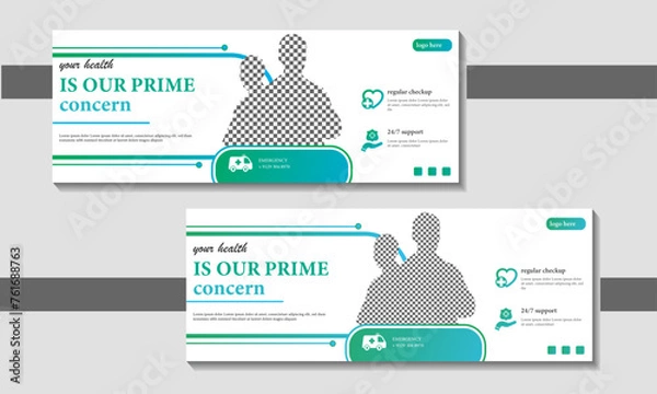 Obraz Healthcare or medical social media facebook cover template design or medical template design.