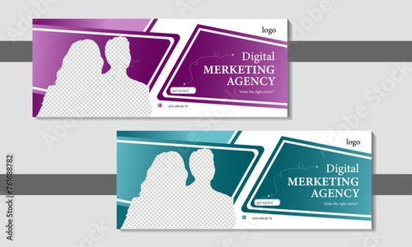 Obraz Modern vector digital business marketing Facebook cover design template.