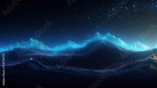 Fototapeta Futuristic abstract background with technology particles in a state of flux, symbolizing the ever changing landscape of technological evolution