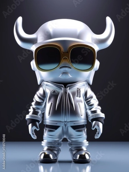 Obraz Little Robot With Sunglasses and Helmet