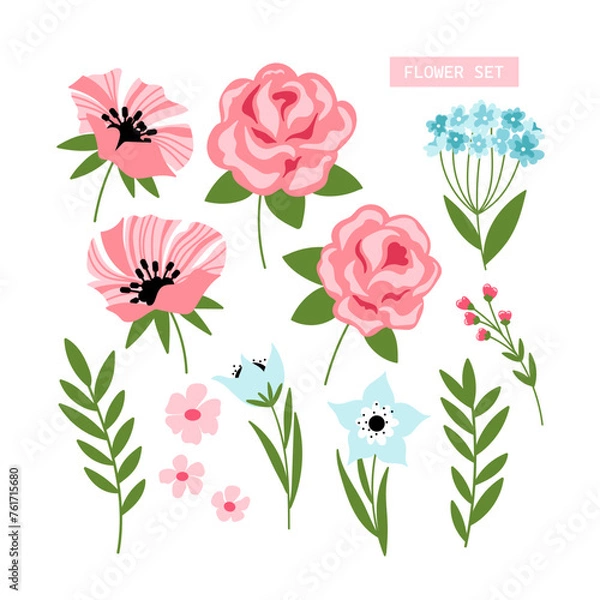 Fototapeta Floral elements set in vector