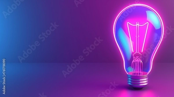 Fototapeta Neon lights filling empty space with glowing light bulb, vibrant and captivating display
