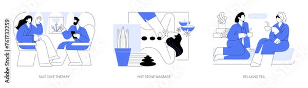 Fototapeta Wellness and spa rituals isolated cartoon vector illustrations se