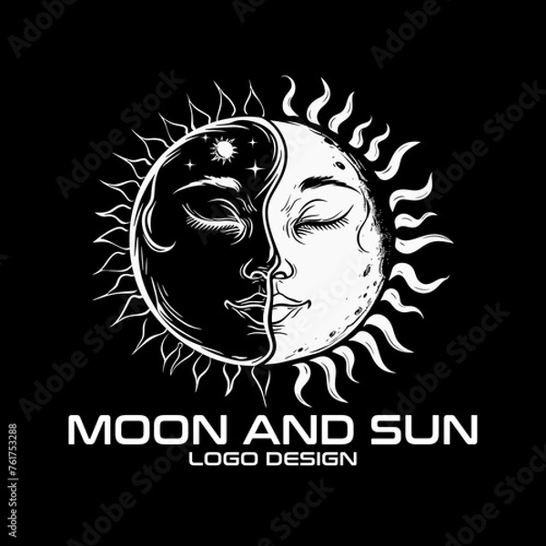 Fototapeta Moon And Sun Vector Logo Design