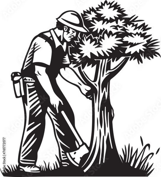 Fototapeta Axe Master Vector Symbol Woodland Conqueror Crest