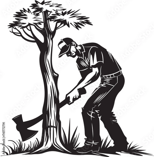 Fototapeta Timber Tribute Vector Symbol Design Forest Fury Iconic Axe Man