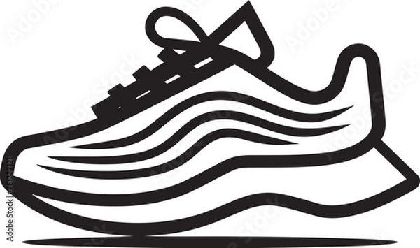 Fototapeta AeroGlide Black Logo Design Vector VelocityTech Vector Futuristic Running Shoes Emblem