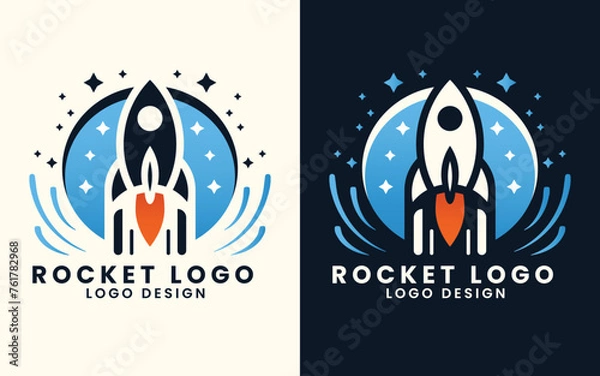 Fototapeta Spaceship rocket shuttle astronaut concept vector logo design template