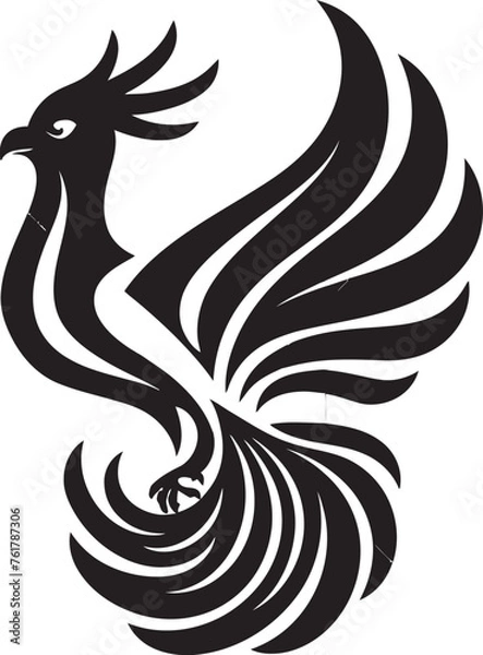 Fototapeta Phoenix Ascendancy Logo Design of Mythical Bird in Black Vector Eternal Flame Vector Icon of Legendary Phoenix in Black