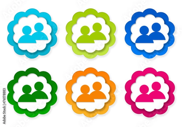 Obraz Set of colorful stickers icons with people symbol