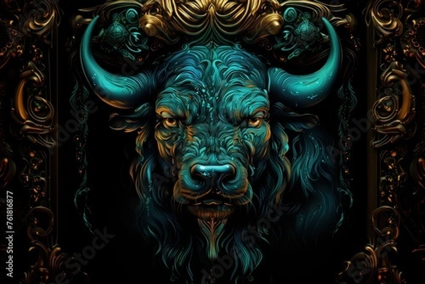 Fototapeta Taurus horoscope fantasy sign with galaxy stars background