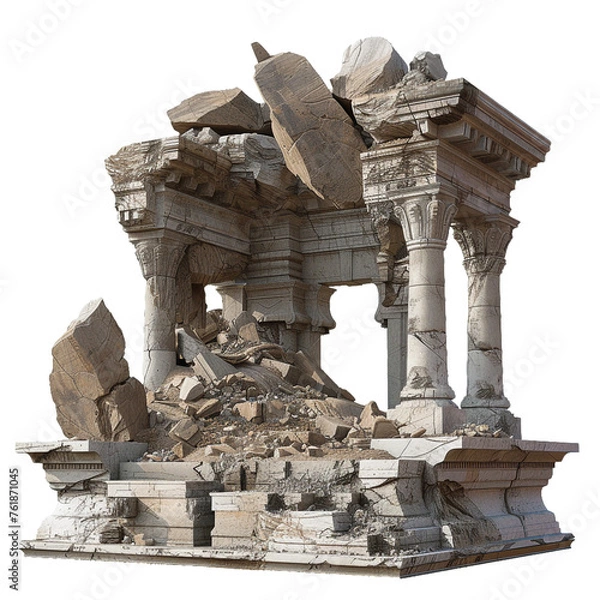 Fototapeta destroyed tample, isolated object.