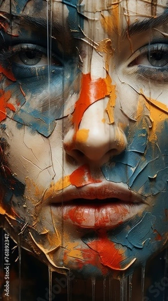 Fototapeta Womans Face Painted With Various Colors