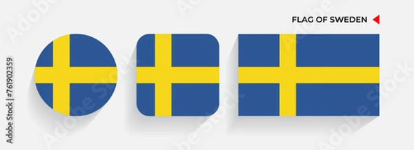 Obraz Sweden Flags arranged in round, square and rectangular shapes