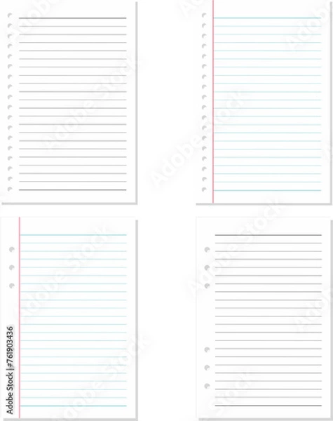 Obraz White Loose Leaf Notebook Paper Vector Illustration