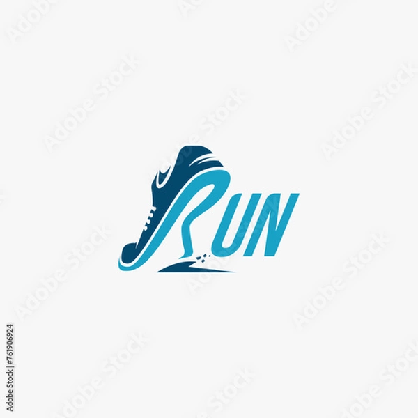 Fototapeta Creative wordmark logo, R for Run logo / Running logo vector template on white background