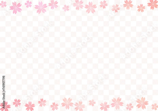 Fototapeta 桜フレーム(上下)×市松模様