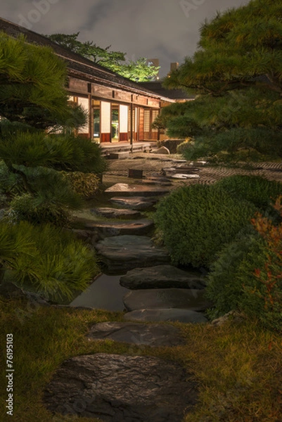 Obraz 栗林公園　掬月亭　飛石