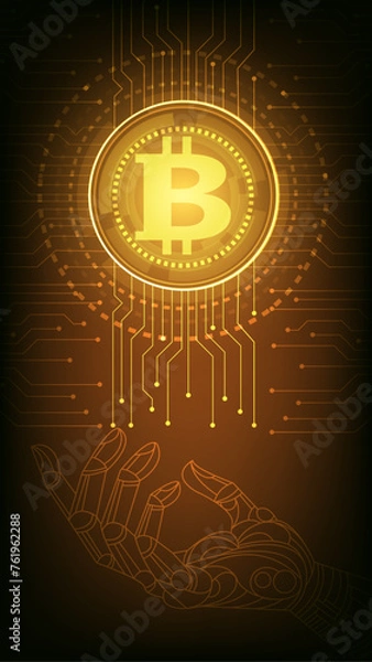 Obraz bitcoin Abstract technology background vector illustration