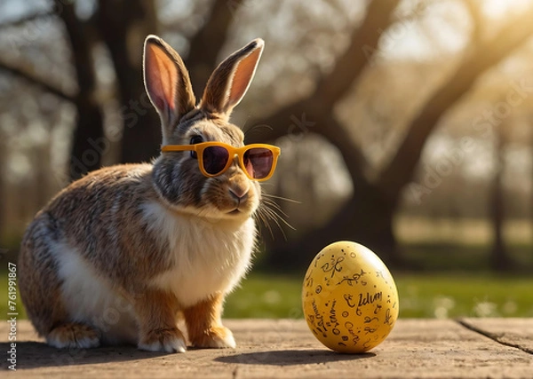 Fototapeta Frohe_Ostern_Konzept_Feiertag_Grukarte_Cooler_Osterha (2)