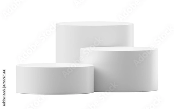 Fototapeta PNG white podium product stage display isolated on transparent 3d background with empty step presentation stand platform.