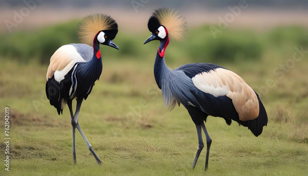 Fototapeta grey crowned crane in continent