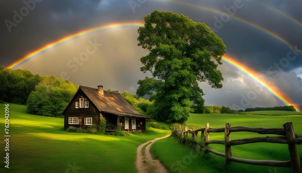 Fototapeta rainbow over the lake